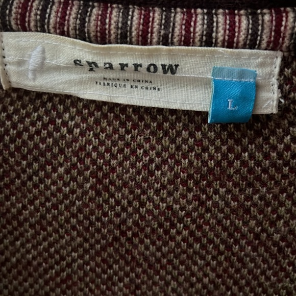 Anthropologie Sparrow Patchwork Jacquard Sweater Coat Belted Cardigan Pockets - Picture 10 of 15